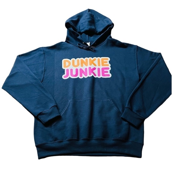 DUNKIN DONUTS MENS NAVY PULLOVER HOODIE SIZE MEDIUM - Picture 1 of 6
